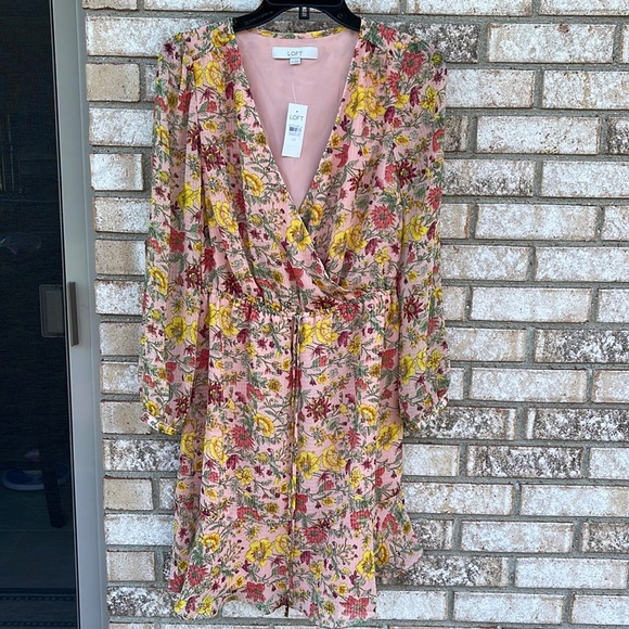 NWT Loft floral pink dress size XS - Picture 2 of 9